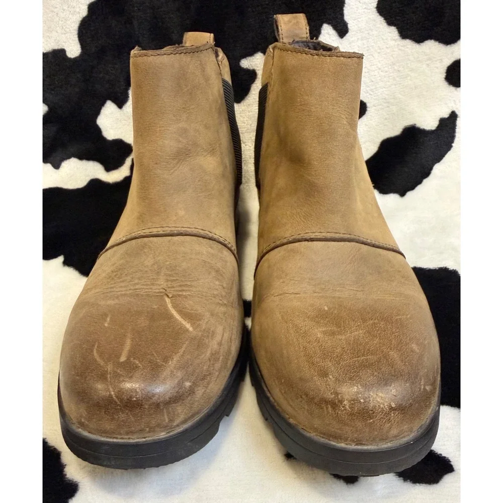 Sorel Emelie Chelsea Waterproof Leather Ankle Boots Brown Women's 6.5‎